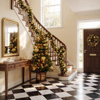 Christabelle Deluxe Mountain Pine Christmas 3pc Set 1.2m Potted Tree Wreath and Garland with LED Lights Holiday Decor