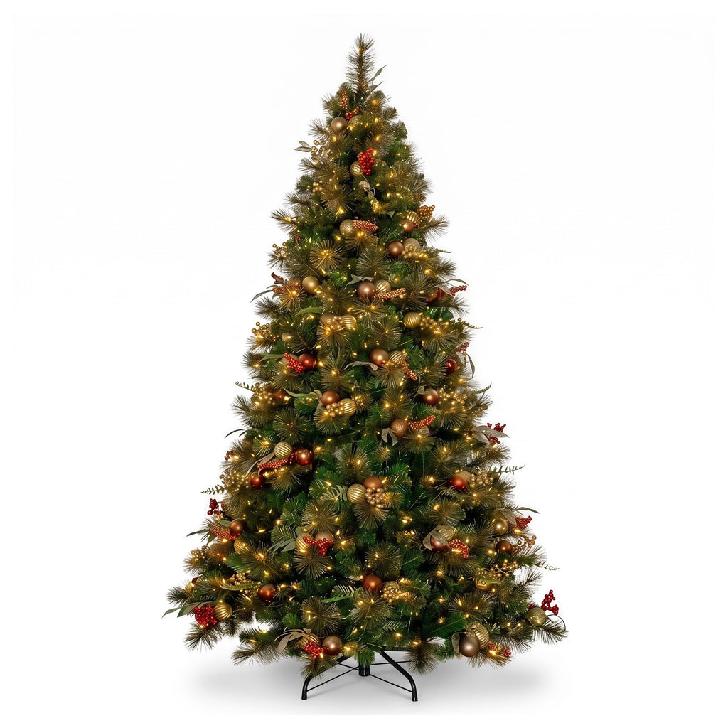 Christabelle Deluxe Mountain Pine 3pc Set 7.5ft Pre-lit Tree 61cm Wreath 2.74m Garland LED Lights Holiday Home Decor