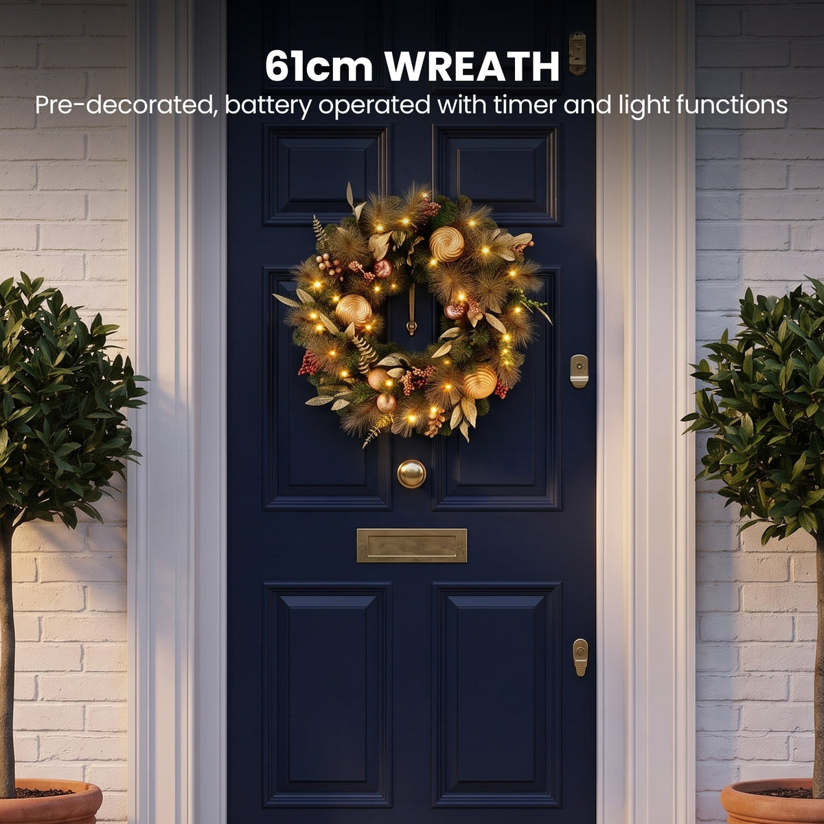Christabelle Deluxe Mountain Pine 3pc Set 7.5ft Pre-lit Tree 61cm Wreath 2.74m Garland LED Lights Holiday Home Decor