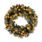 Christabelle Gold Collection Christmas 2pc Set 61cm Wreath and 2.74m Garland with LED Lights Holiday Decor