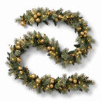 Christabelle Gold Collection Christmas 2pc Set 61cm Wreath and 2.74m Garland with LED Lights Holiday Decor