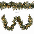 Christabelle Gold Collection Christmas 2pc Set 61cm Wreath and 2.74m Garland with LED Lights Holiday Decor