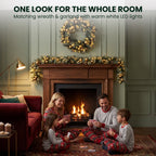 Christabelle Gold Collection Christmas 2pc Set 61cm Wreath and 2.74m Garland with LED Lights Holiday Decor