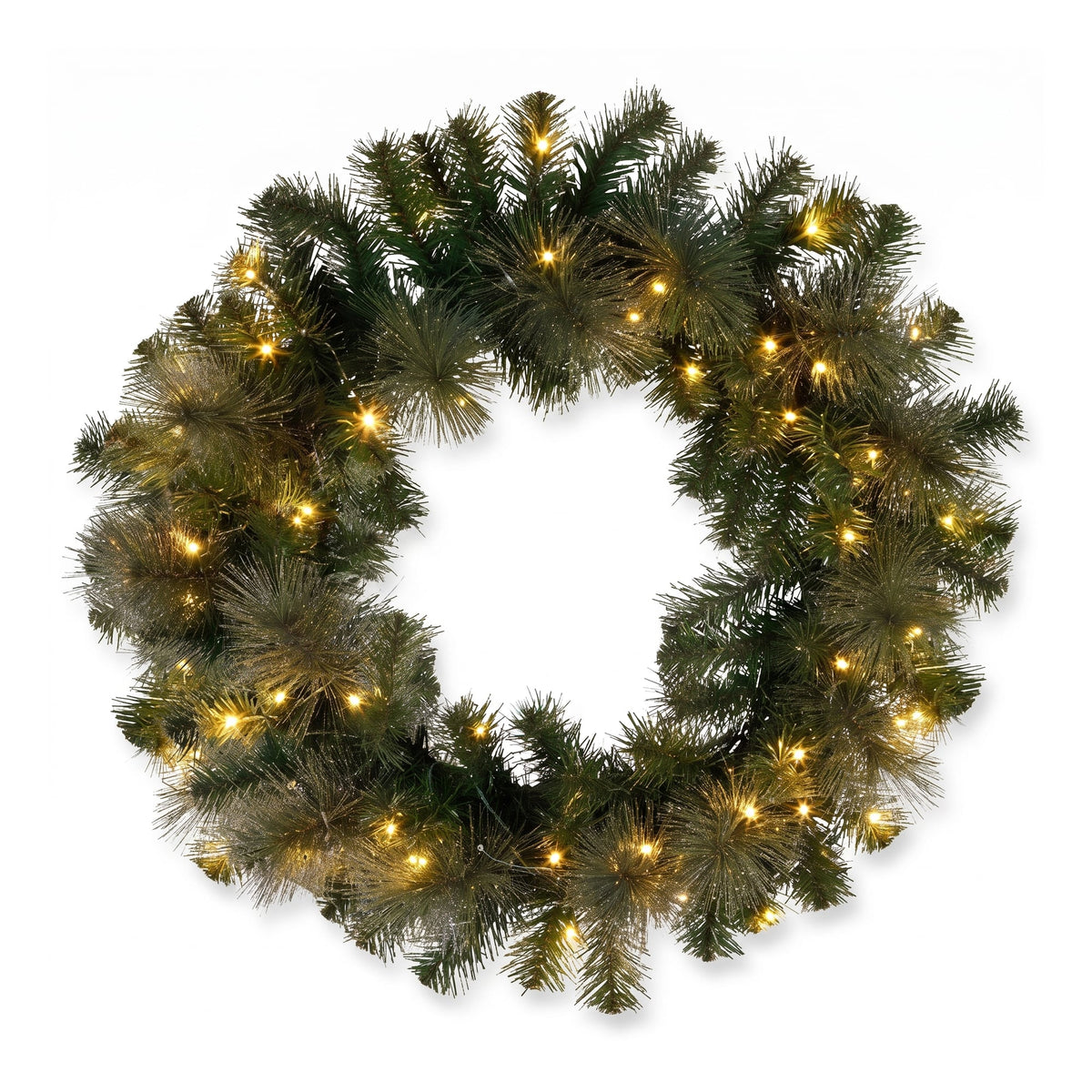 Christabelle Gold Pine Collection Christmas 2pc Set 61cm Wreath and 2.74m Garland with LED Lights Holiday Decor