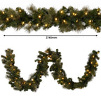 Christabelle Gold Pine Collection Christmas 2pc Set 61cm Wreath and 2.74m Garland with LED Lights Holiday Decor