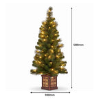 Christabelle Gold Pine Shimmer Christmas 3pc Set 1.2m Potted Christmas Tree Wreath and Garland with LED Lights Holiday Decor