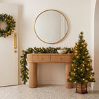 Christabelle Gold Pine Shimmer Christmas 3pc Set 1.2m Potted Christmas Tree Wreath and Garland with LED Lights Holiday Decor