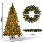 Christabelle 7.5ft Christmas Tree 61cm Wreath LED Lights 2.7m Garland with LED Light Home Decorations