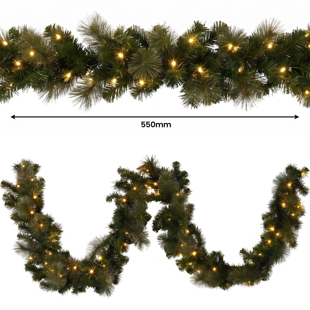 Christabelle 7.5ft Christmas Tree 61cm Wreath LED Lights 2.7m Garland with LED Light Home Decorations