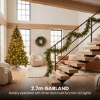 Christabelle 7.5ft Christmas Tree 61cm Wreath LED Lights 2.7m Garland with LED Light Home Decorations