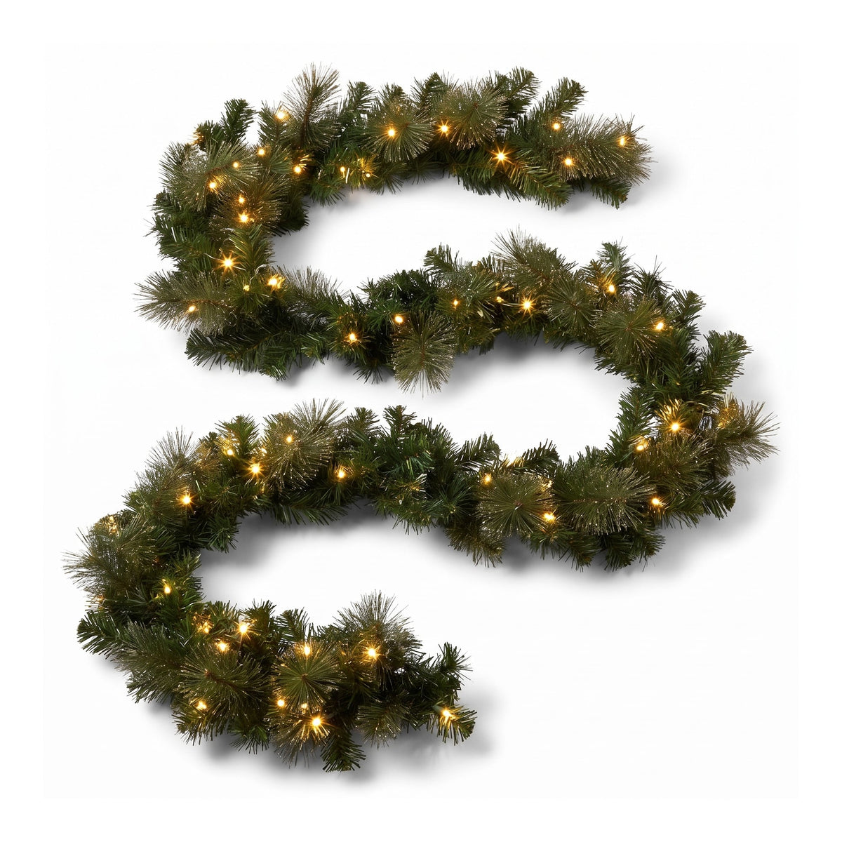 Christabelle Gold Pine Shimmer Slim Christmas 3pc Set 2.3m Christmas Tree Wreath and Garland with LED Lights Holiday Decor