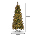 Christabelle Gold Pine Shimmer Slim Christmas 3pc Set 2.3m Christmas Tree Wreath and Garland with LED Lights Holiday Decor