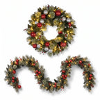 Christabelle 61cm Wreath with LED Lights 2.7m Christmas Garland with LED Light