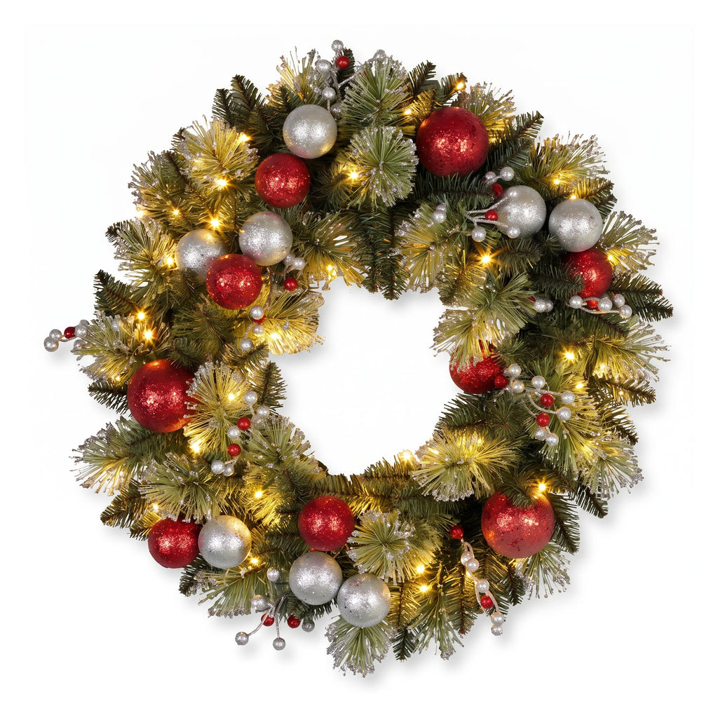 Christabelle 61cm Wreath with LED Lights 2.7m Christmas Garland with LED Light