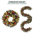 Christabelle 61cm Wreath with LED Lights 2.7m Christmas Garland with LED Light