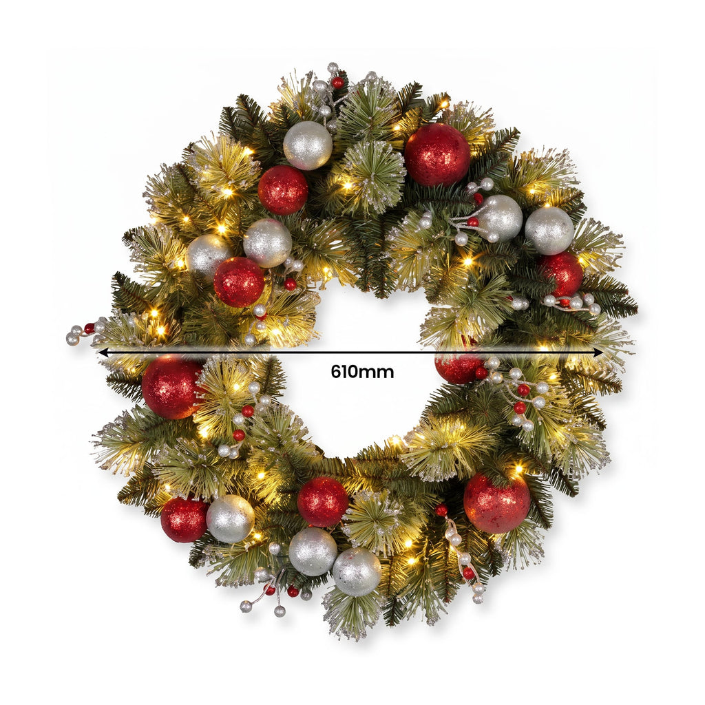 Christabelle 61cm Wreath with LED Lights 2.7m Christmas Garland with LED Light