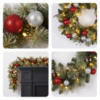 Christabelle 61cm Wreath with LED Lights 2.7m Christmas Garland with LED Light
