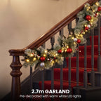 Christabelle 61cm Wreath with LED Lights 2.7m Christmas Garland with LED Light