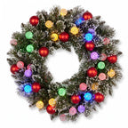 Christabelle Snowy Bristle Christmas 2pc Set 61cm Christmas Wreath and Garland with LED Lights Holiday Decor