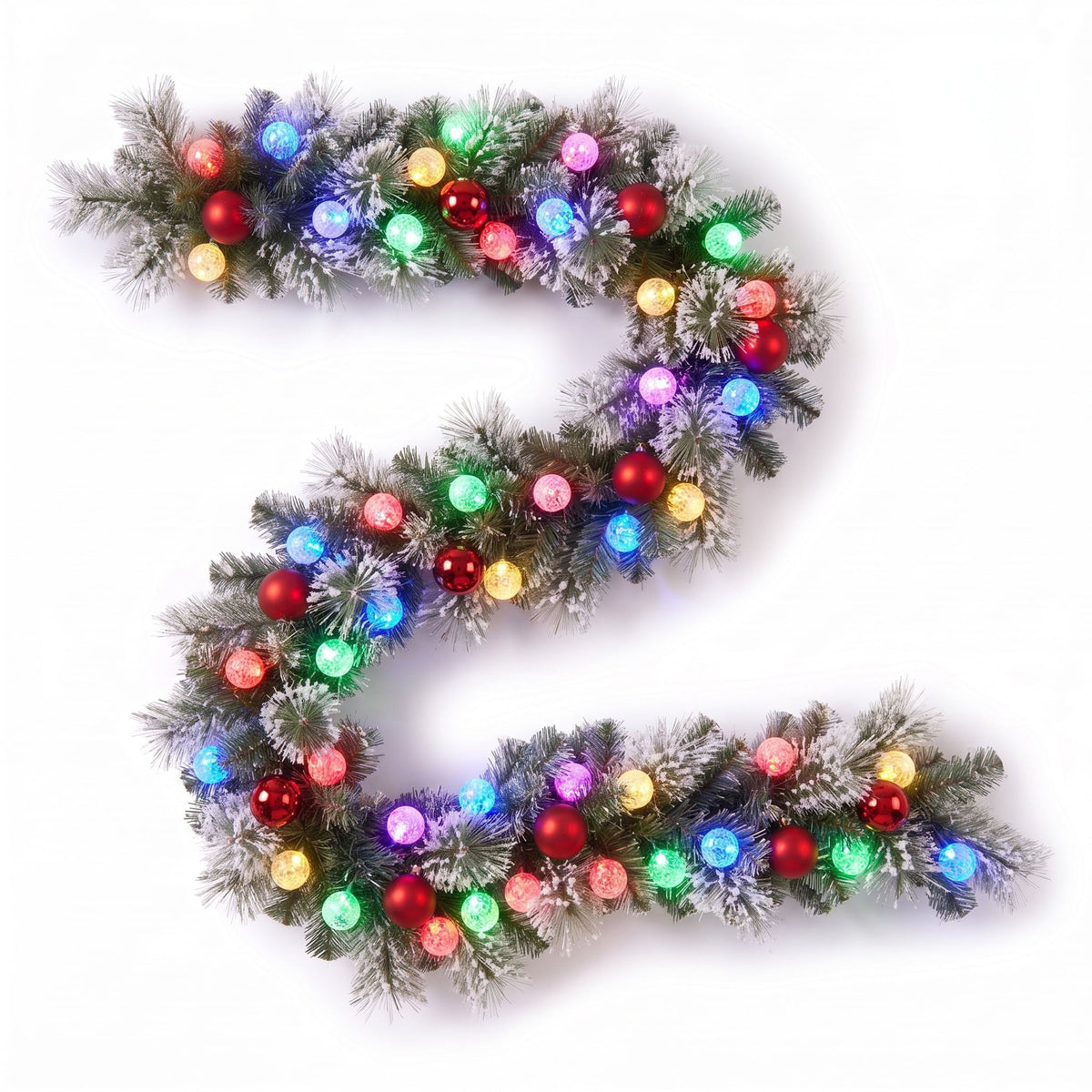Christabelle Snowy Bristle Christmas 2pc Set 61cm Christmas Wreath and Garland with LED Lights Holiday Decor