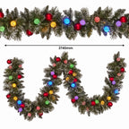 Christabelle Snowy Bristle Christmas 2pc Set 61cm Christmas Wreath and Garland with LED Lights Holiday Decor