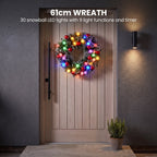 Christabelle Snowy Bristle Christmas 2pc Set 61cm Christmas Wreath and Garland with LED Lights Holiday Decor