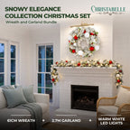 Christabelle 61cm Snowy Elegance Wreath 2.74m Snowy Elegance Garland