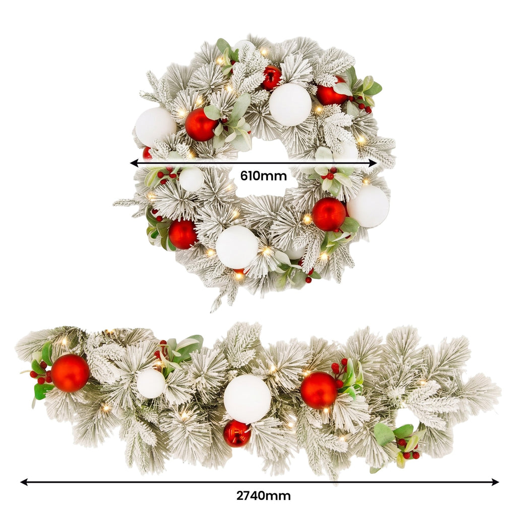 Christabelle 61cm Snowy Elegance Wreath 2.74m Snowy Elegance Garland