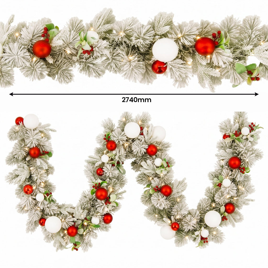 Christabelle 61cm Snowy Elegance Wreath 2.74m Snowy Elegance Garland