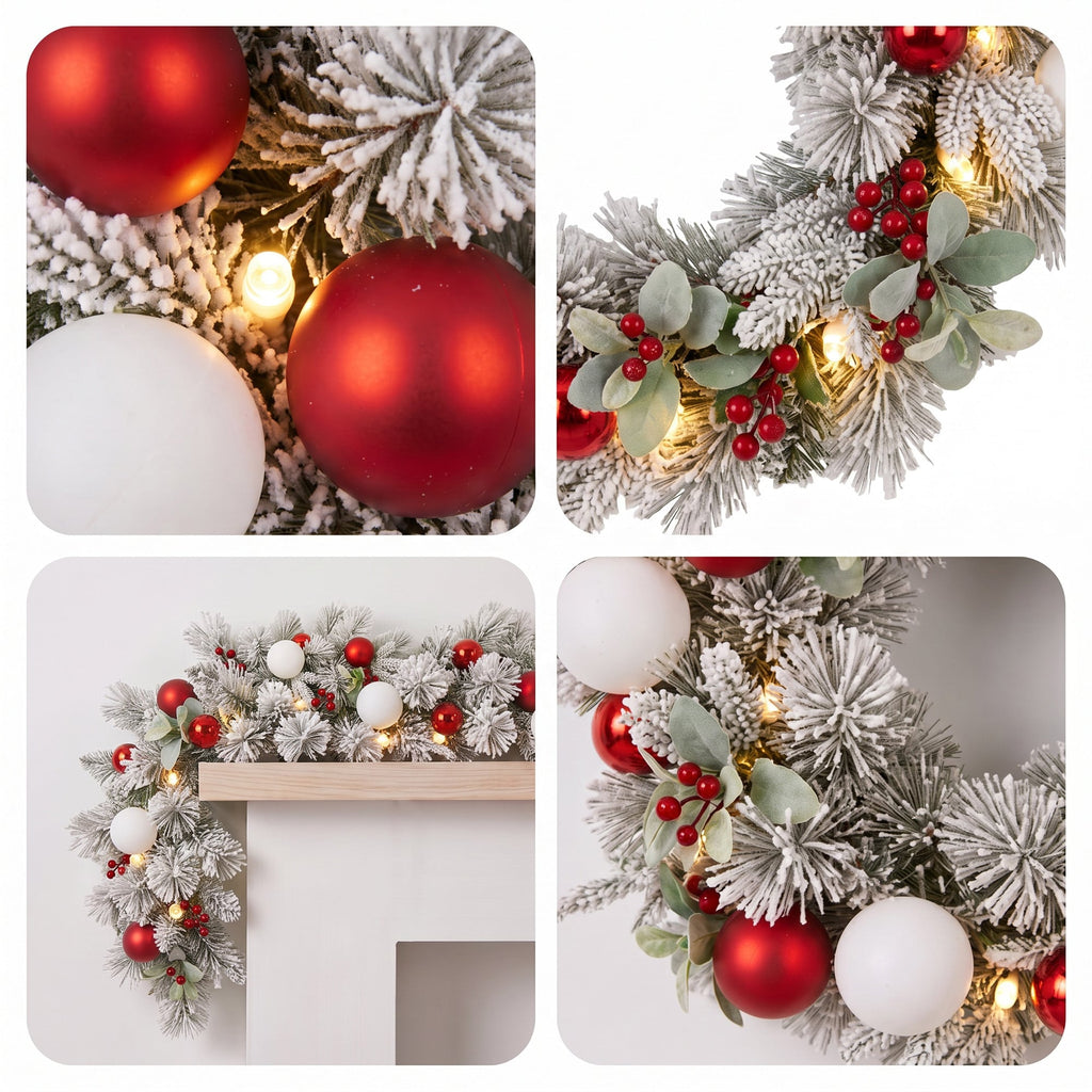 Christabelle 61cm Snowy Elegance Wreath 2.74m Snowy Elegance Garland