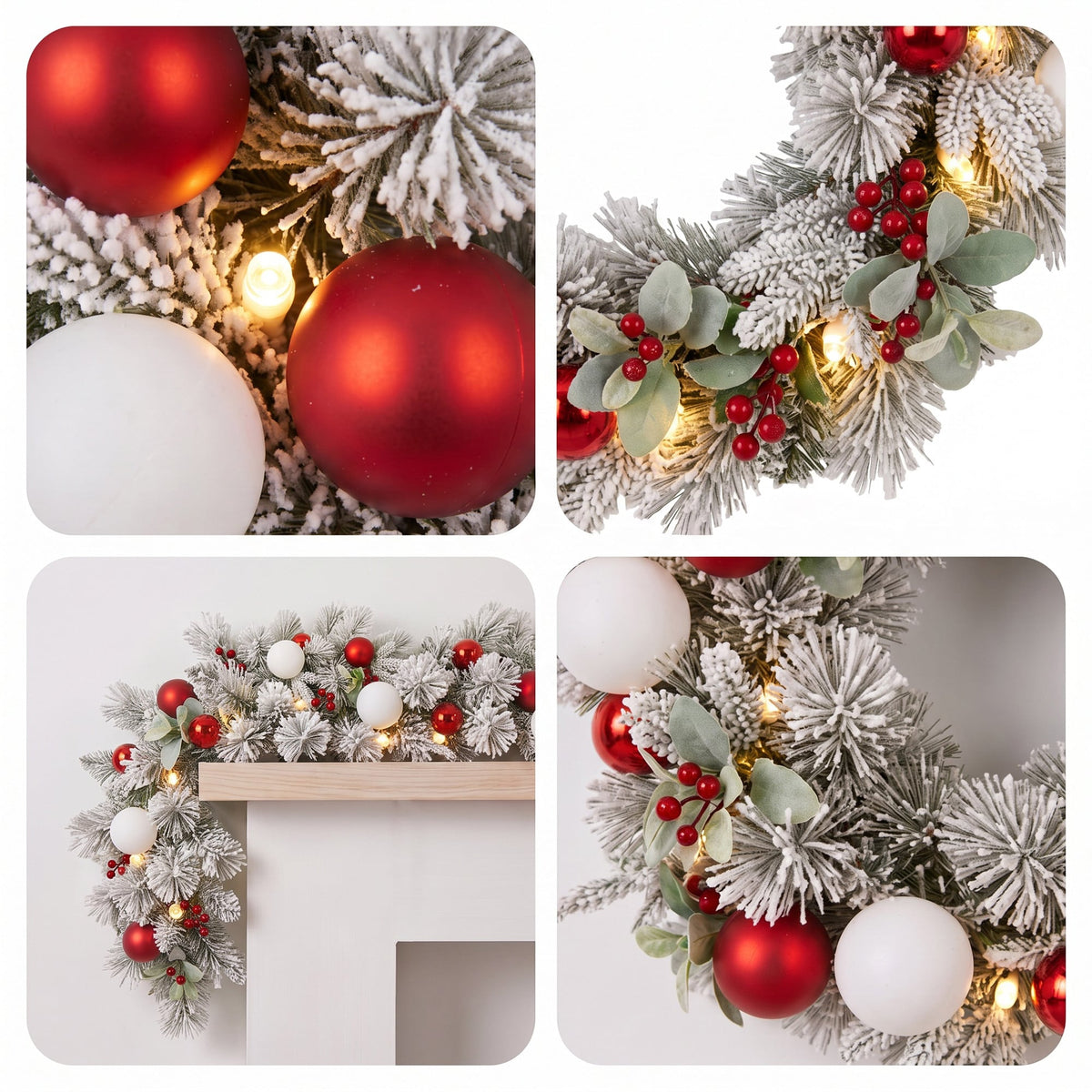 Christabelle 61cm Snowy Elegance Wreath 2.74m Snowy Elegance Garland