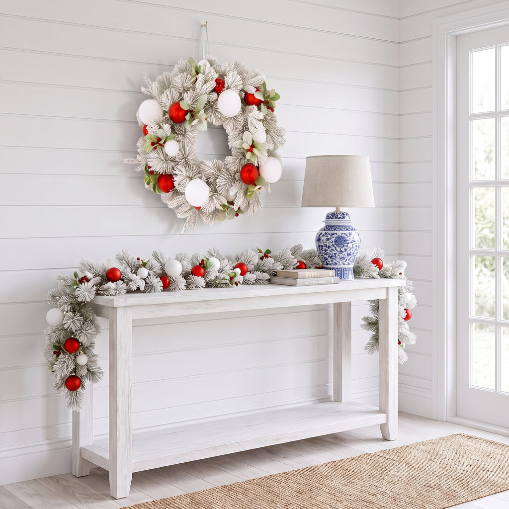 Christabelle 61cm Snowy Elegance Wreath 2.74m Snowy Elegance Garland