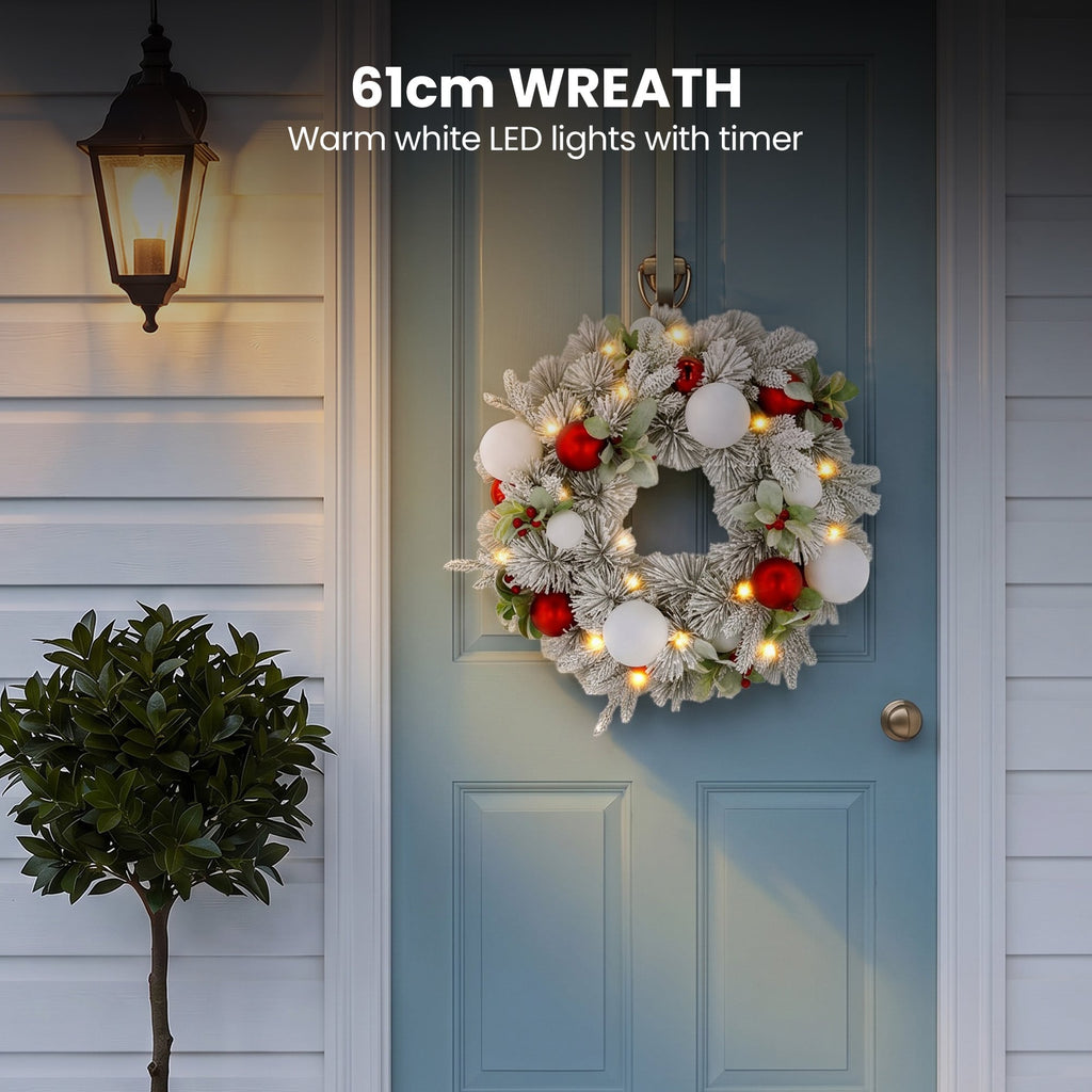 Christabelle 61cm Snowy Elegance Wreath 2.74m Snowy Elegance Garland