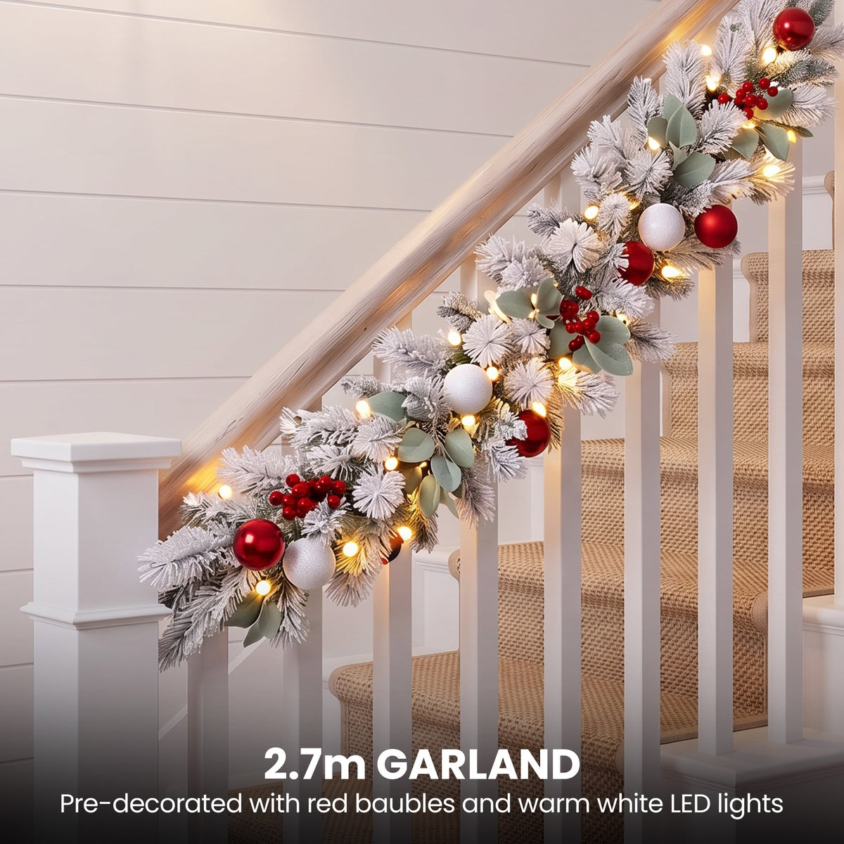 Christabelle 61cm Snowy Elegance Wreath 2.74m Snowy Elegance Garland