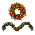 Christabelle Snowy Elegance Christmas 2pc Set 61cm Christmas Wreath and Garland with LED Lights Holiday Decor
