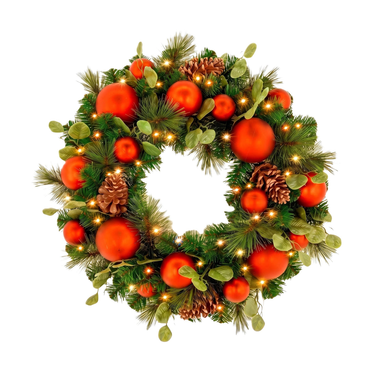Christabelle Snowy Elegance Christmas 2pc Set 61cm Christmas Wreath and Garland with LED Lights Holiday Decor