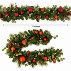 Christabelle Snowy Elegance Christmas 2pc Set 61cm Christmas Wreath and Garland with LED Lights Holiday Decor
