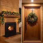 Christabelle Snowy Elegance Christmas 2pc Set 61cm Christmas Wreath and Garland with LED Lights Holiday Decor
