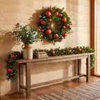 Christabelle Snowy Elegance Christmas 2pc Set 61cm Christmas Wreath and Garland with LED Lights Holiday Decor