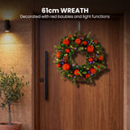 Christabelle Snowy Elegance Christmas 2pc Set 61cm Christmas Wreath and Garland with LED Lights Holiday Decor