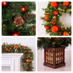 Christabelle Sable Fir Christmas 3pc Set 1.2m Potted Tree 61cm Wreath 2.74m Garland with Multicoloured LED Lights Decor