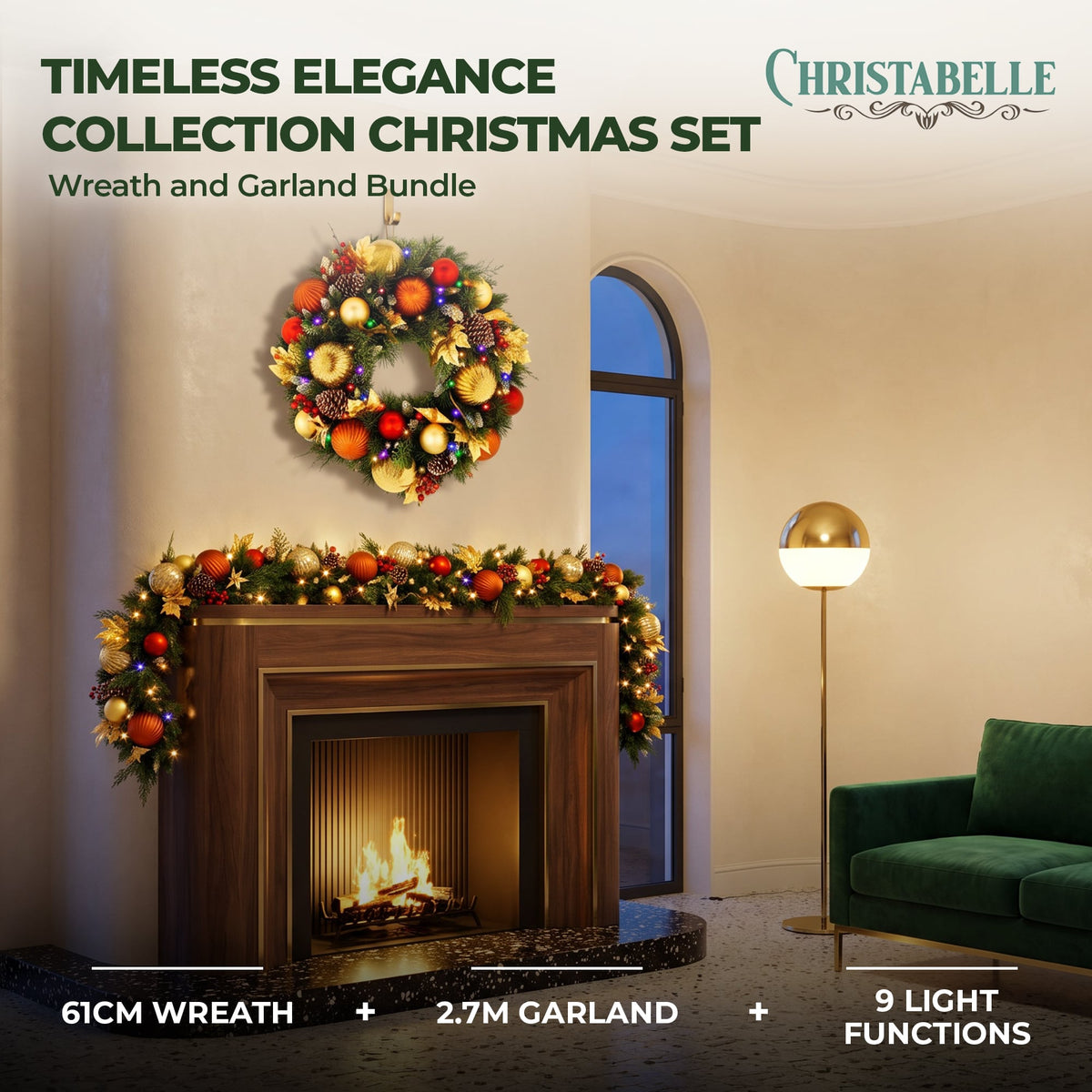 Christabelle 61cm Timeless Elegance Wreath 2.74m Timeless Elegance Christmas Garland