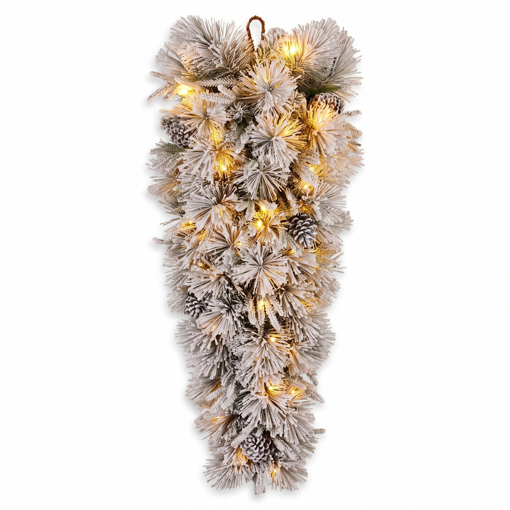 Christabelle Timeless Elegance Christmas 2pc Set 90cm Christmas Teardrop and Garland with LED Lights Holiday Decor