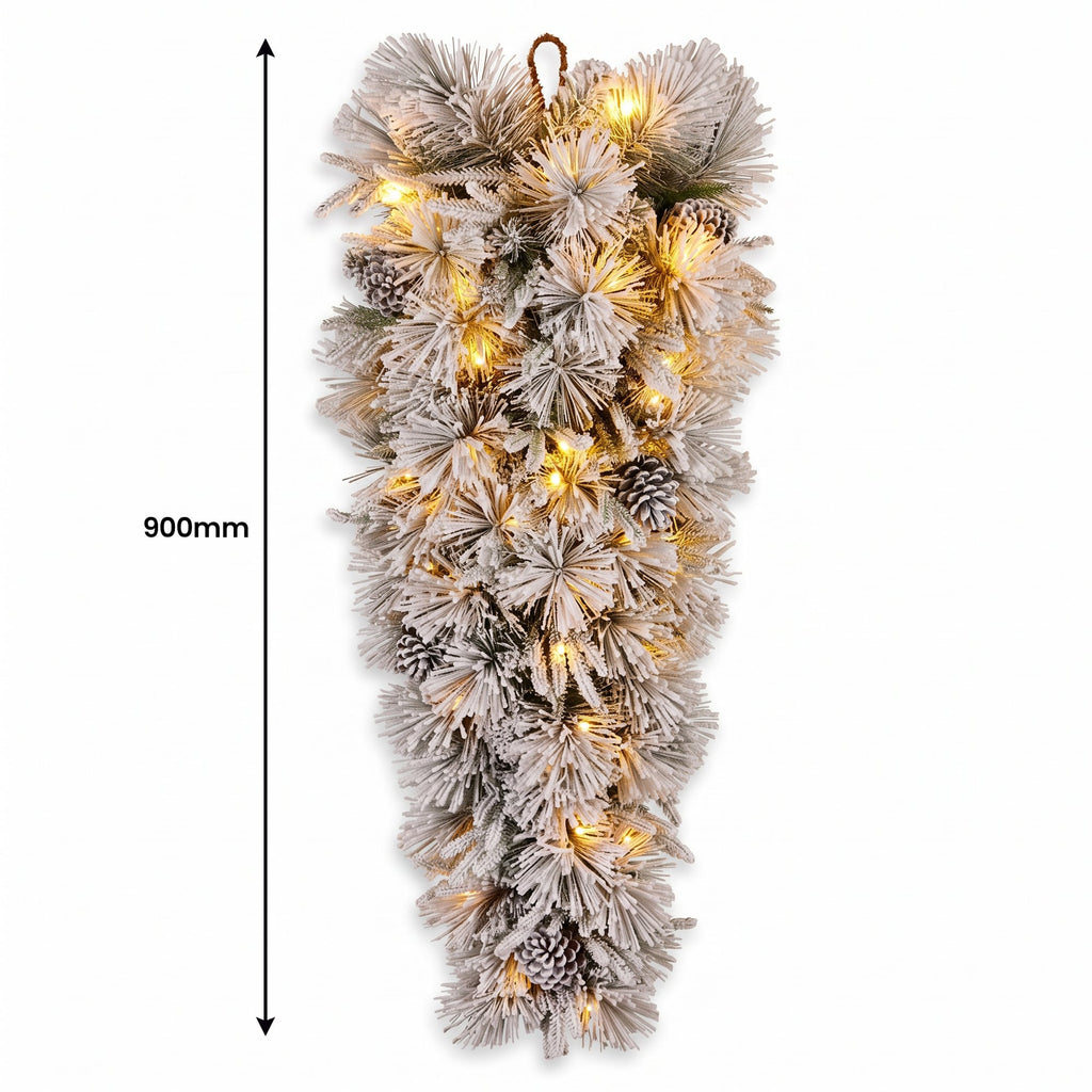 Christabelle Timeless Elegance Christmas 2pc Set 90cm Christmas Teardrop and Garland with LED Lights Holiday Decor