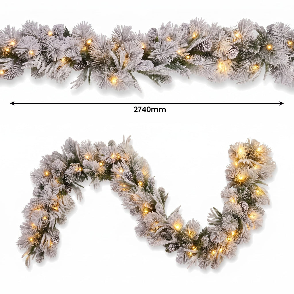 Christabelle Timeless Elegance Christmas 2pc Set 90cm Christmas Teardrop and Garland with LED Lights Holiday Decor