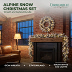 Christabelle 61cm Alpine Snow Wreath Pre-lit 2.74m Alpine Snow Christmas Garland