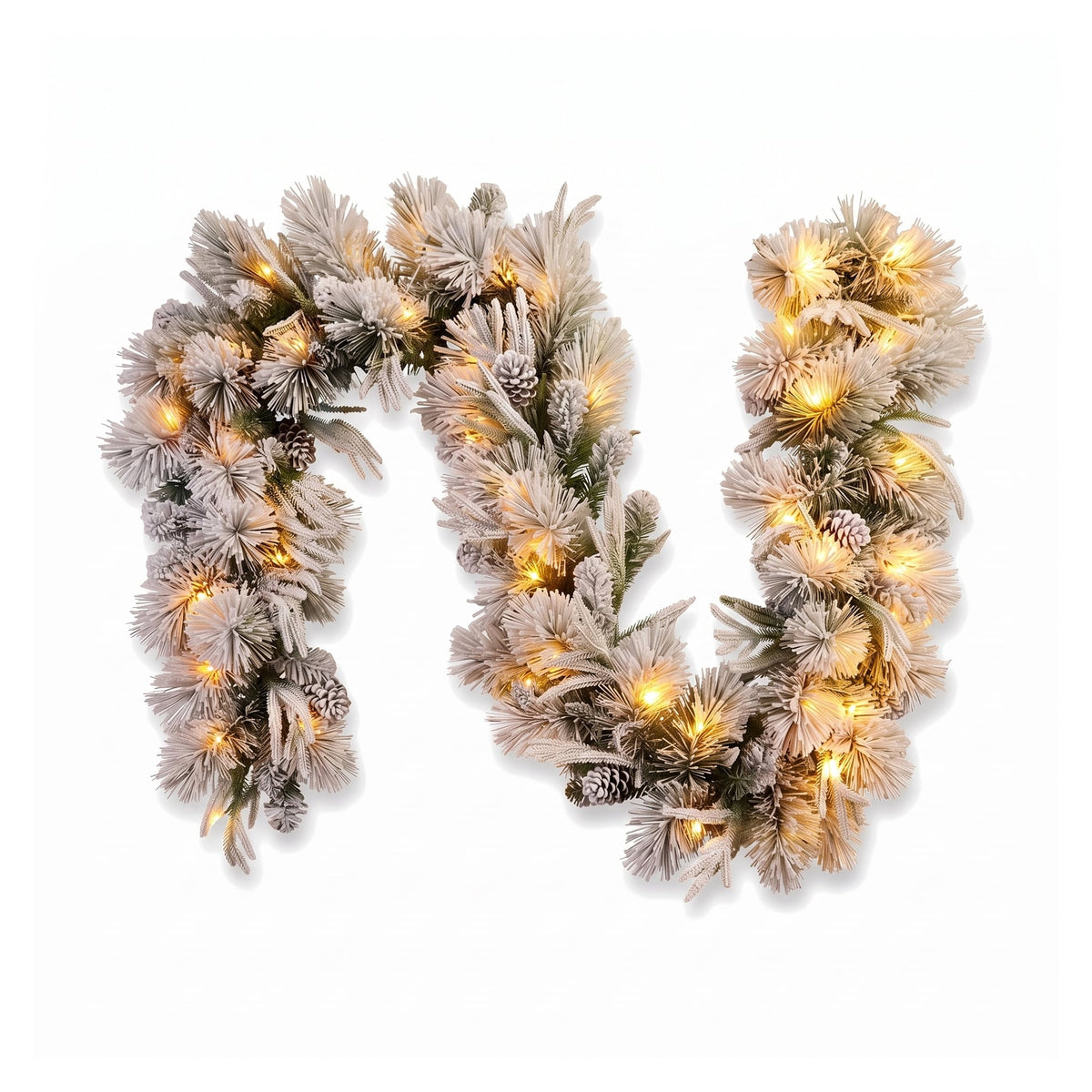 Christabelle 61cm Alpine Snow Wreath Pre-lit 2.74m Alpine Snow Christmas Garland
