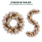 Christabelle 61cm Alpine Snow Wreath Pre-lit 2.74m Alpine Snow Christmas Garland