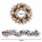Christabelle 61cm Alpine Snow Wreath Pre-lit 2.74m Alpine Snow Christmas Garland