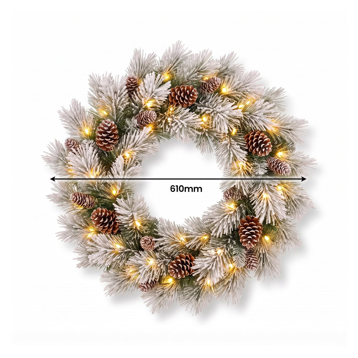 Christabelle 61cm Alpine Snow Wreath Pre-lit 2.74m Alpine Snow Christmas Garland